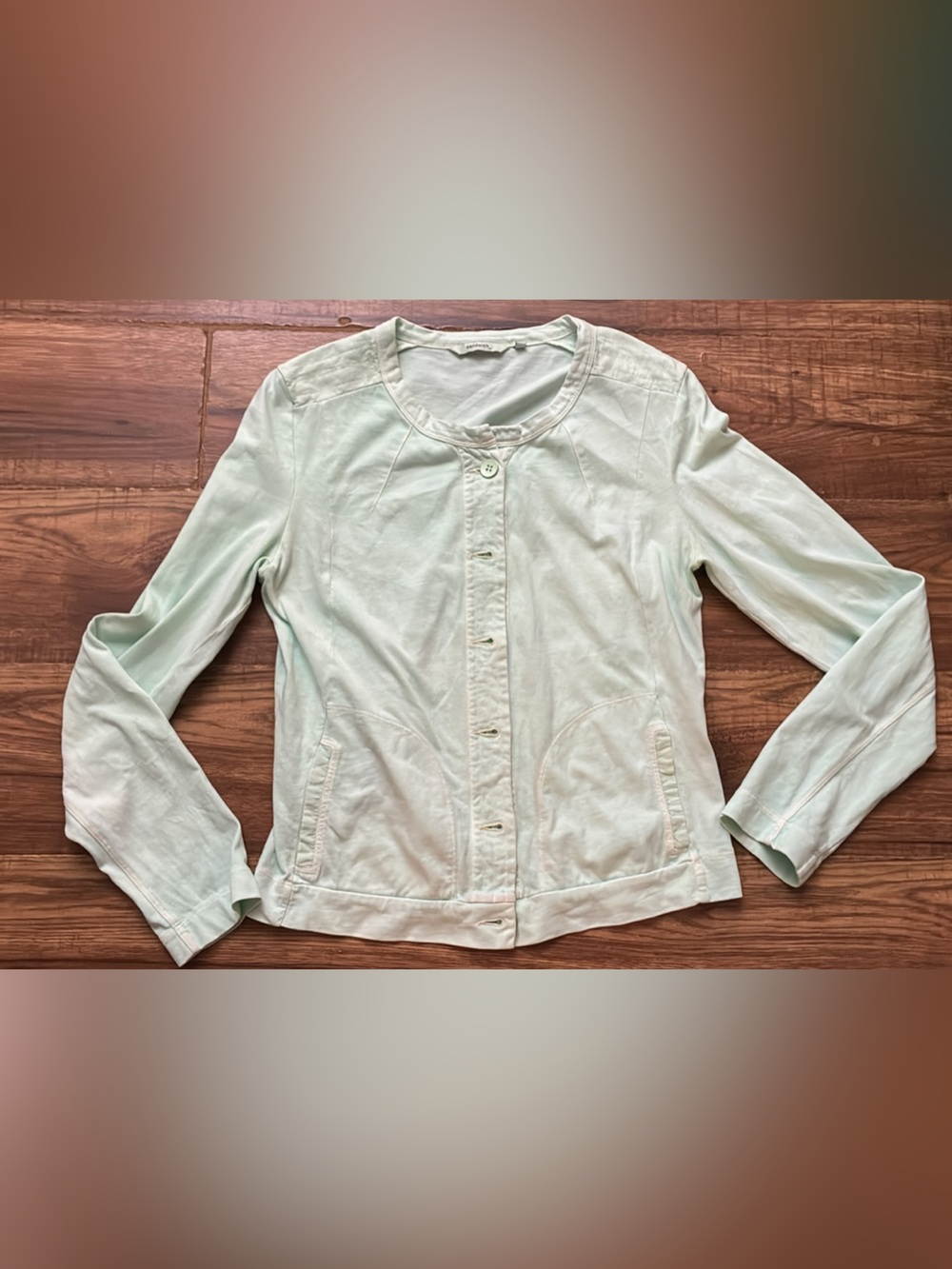 Light Mint Button-Front Jacket for Women Sandwich 100 percent cotton